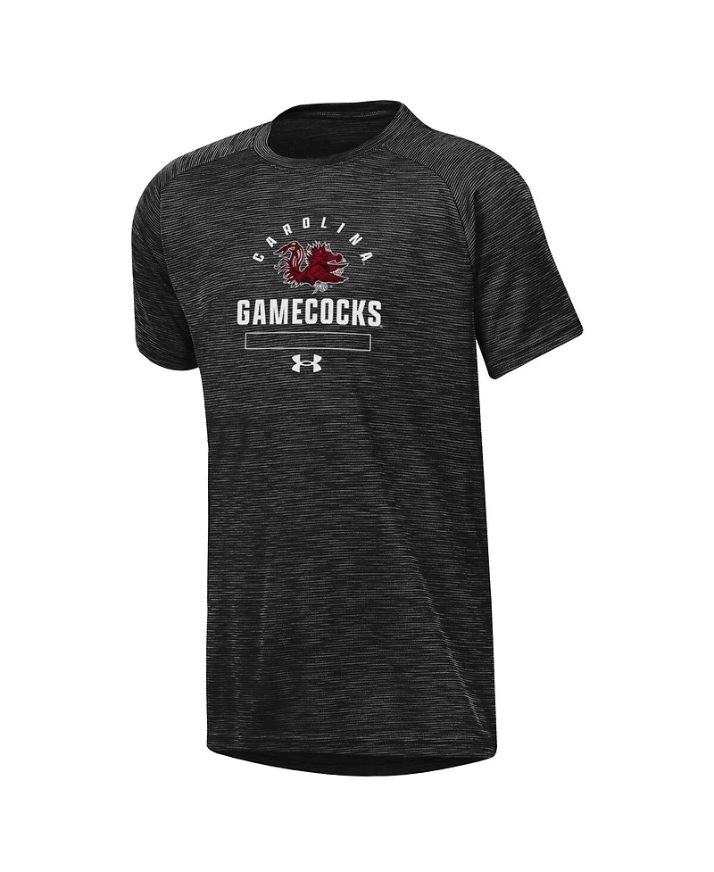 Under Armour Big Boys and Girls Heather Black South Carolina Gamecocks Ultra Soft Rye Tech Performance T-Shirt