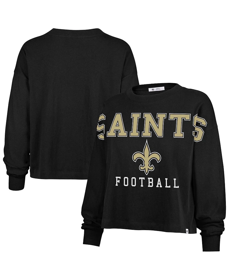 '47 Brand Women's Black New Orleans Saints Outreach City Oversized Long Sleeve T-Shirt
