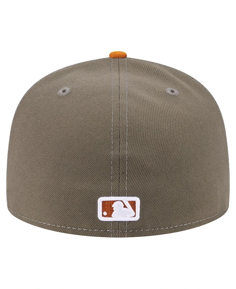 New Era Men's Olive/Orange Los Angeles Dodgers Two-Tone Color Pack A-Frame 59FIFTY Fitted Hat