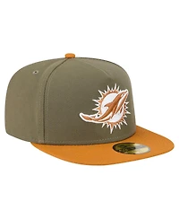 New Era Men's Olive/Brown Miami Dolphins Color Pack A-Frame 59FIFTY Fitted Hat