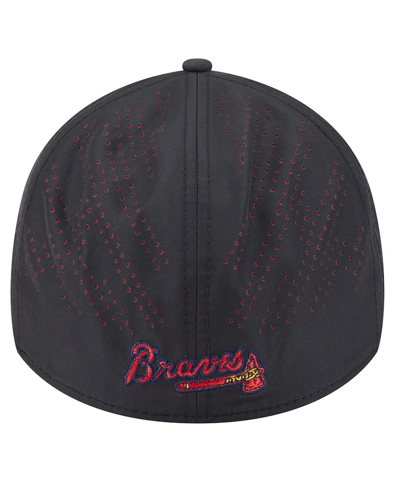 New Era Men's Black Atlanta Braves Night 39THIRTY Flex Hat