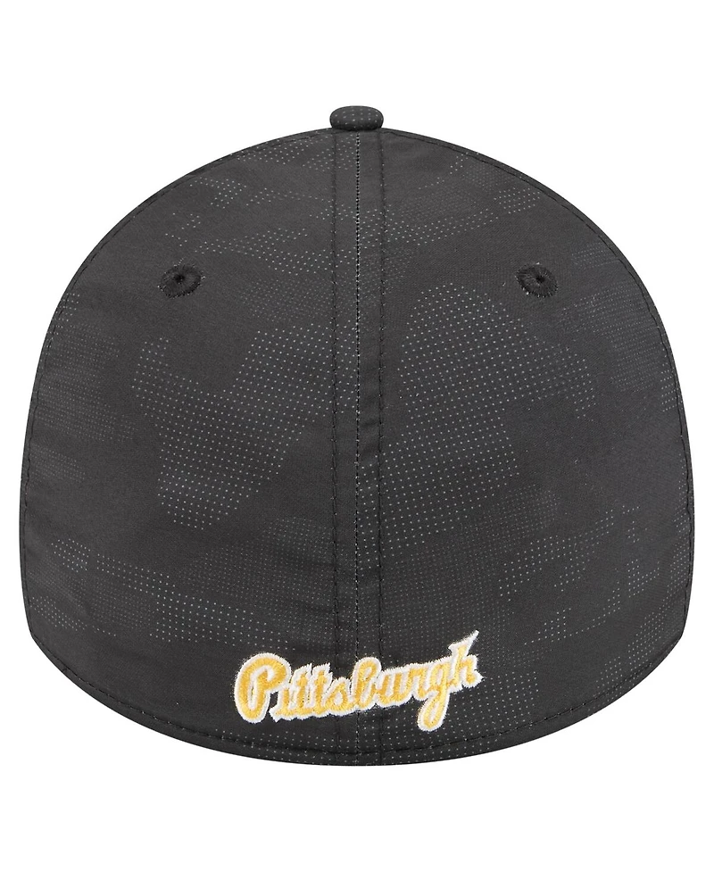 New Era Men's Black Pittsburgh Pirates Tonal Camo 39THIRTY Flex Hat