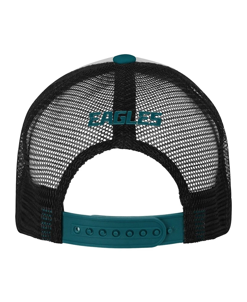 Outerstuff Big Boys and Girls White/Midnight Green Philadelphia Eagles Essentials Trucker Adjustable Hat