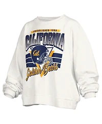 Pressbox Women's White Cal Bears Oversized Janice Retro Waist-Length Pullover Sweatshirt