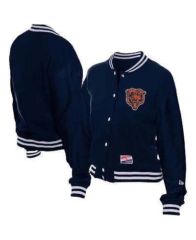 New Era Women's Navy Chicago Bears Throwback Fleece Full-Snap Jacket