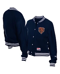 New Era Women's Navy Chicago Bears Throwback Fleece Full-Snap Jacket