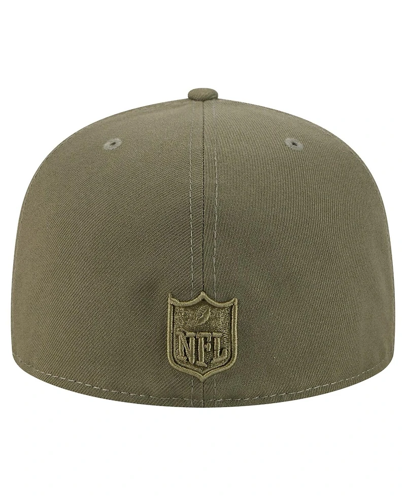 New Era Men's Olive England Patriots Color Pack A-Frame 59FIFTY Fitted Hat