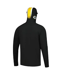 New Era Men's Black Green Bay Packers Functional Fandom Balaclava Helmet Stripe Tri-Blend Hoodie