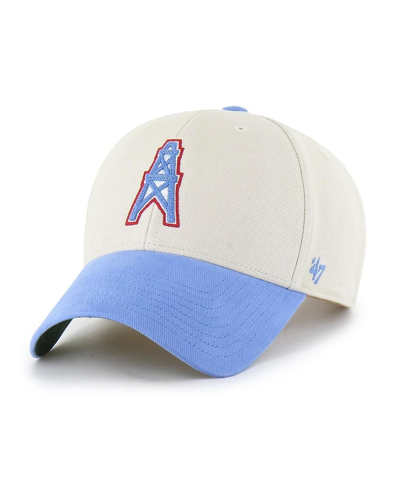 '47 Brand Men's Cream/Light Blue Houston Oilers Gridiron Classics Fairfield Mvp Throwback Adjustable Hat