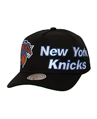 Mitchell Ness Men's Black New York Knicks Busted Logo Wordmark Wrap-Around Pro Pinch Adjustable Hat