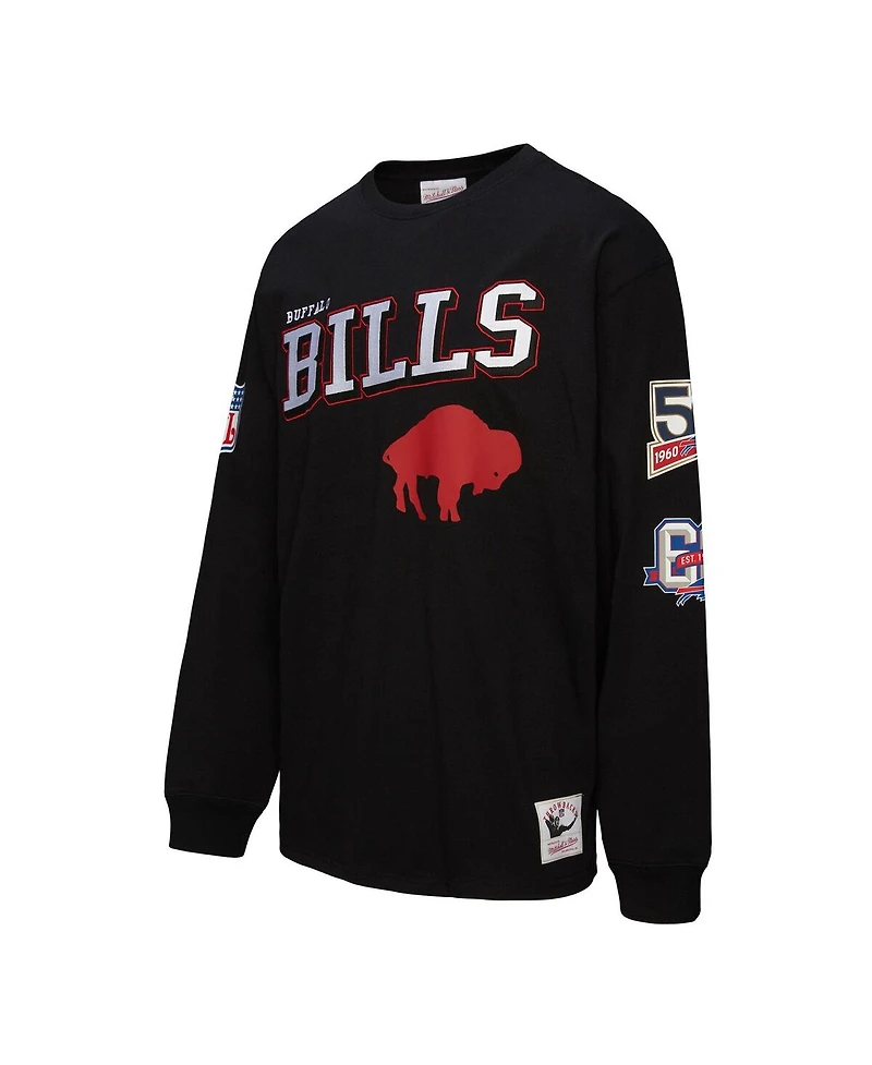 Mitchell & Ness Men's Black Buffalo Bills Training Camp Vintage Logos Long Sleeve T-Shirt
