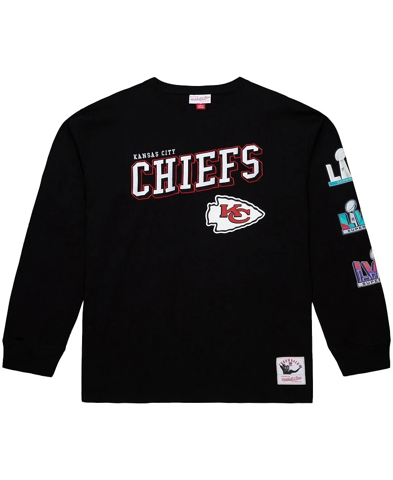 Mitchell & Ness Men's Black Kansas City Chiefs Training Camp Vintage Logos Long Sleeve T-Shirt