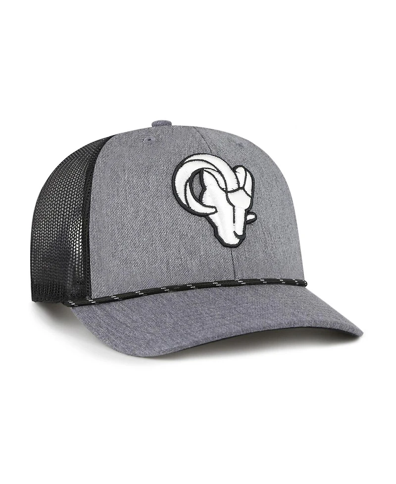 '47 Brand Men's Heather Charcoal Los Angeles Rams Carbon Rope Trucker Adjustable Hat