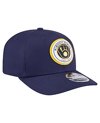New Era Men's Navy Milwaukee Brewers Circle Patch 9SEVENTY Stretch-Snap Hat