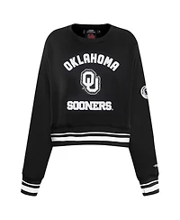 Pro Standard Women's Black Oklahoma Sooners Cropped Pullover Sweatshirt