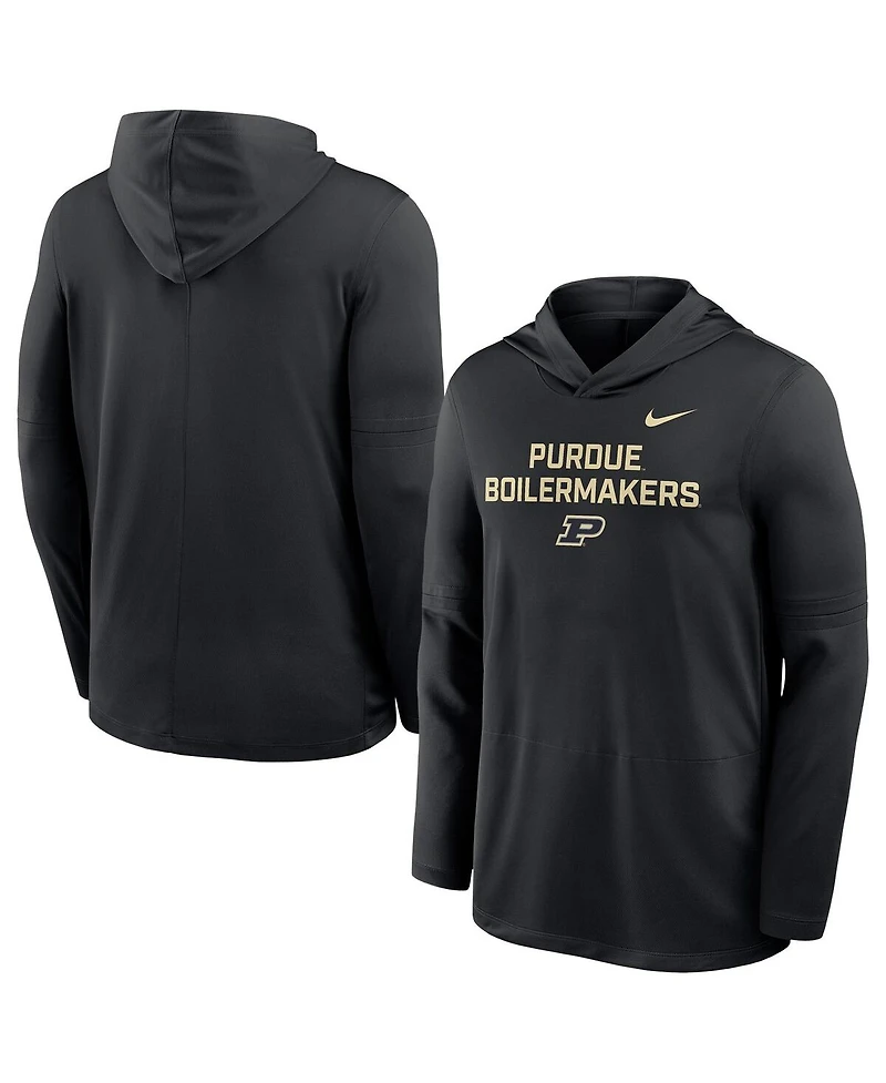 Nike Men's Black Purdue Boilermakers 2025 Sideline Dri-fit Long Sleeve Hoodie T-Shirt
