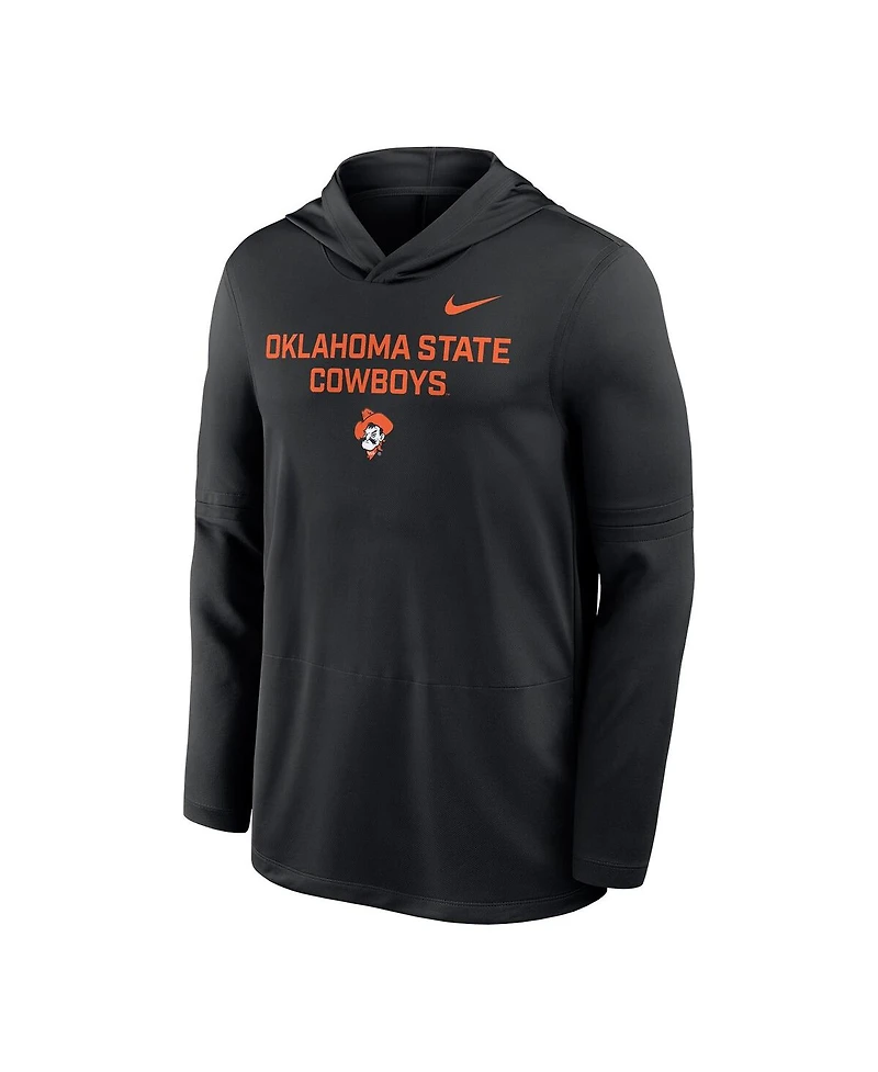 Nike Men's Black Oklahoma State Cowboys 2025 Sideline Dri-fit Long Sleeve Hoodie T-Shirt