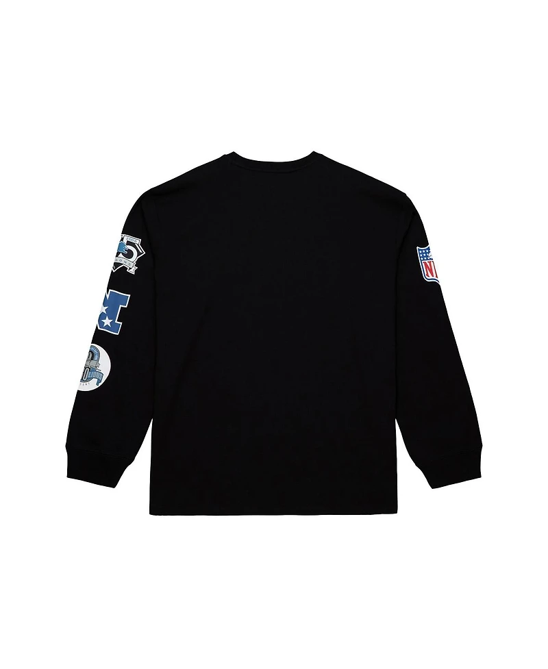 Mitchell & Ness Men's Black Detroit Lions Training Camp Vintage Logos Long Sleeve T-Shirt
