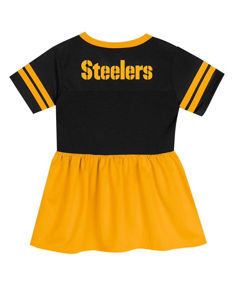 Outerstuff Girls Toddler Black Pittsburgh Steelers Stadium Lights Fashion Jersey Dress