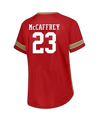 Fanatics Women's Christian McCaffrey Scarlet San Francisco 49ers Plus Name Number Lace-Up T-Shirt