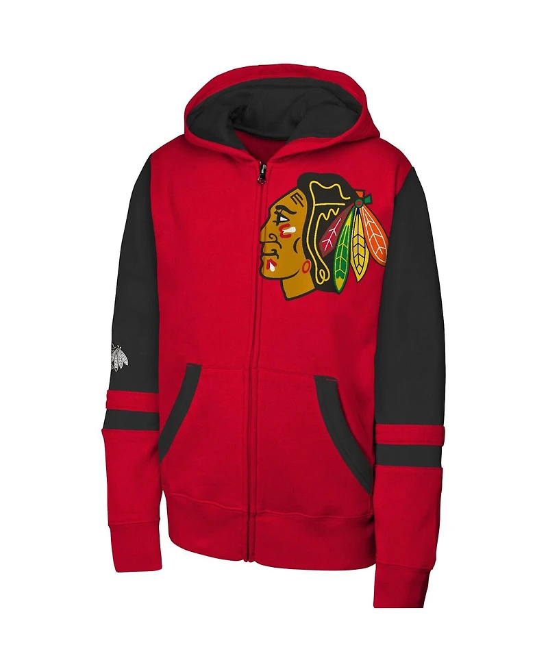 Outerstuff Big Boys and Girls Red Chicago Blackhawks Face Off Full-Zip Hoodie