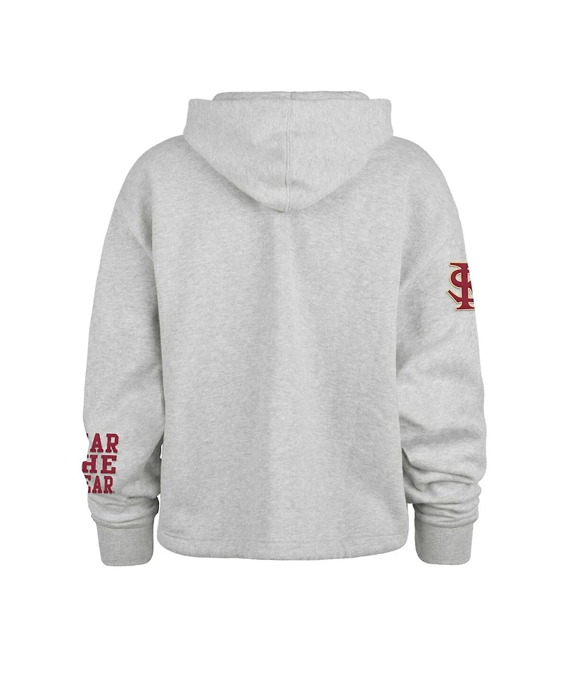 '47 Brand Women's Heather Gray Florida State Seminoles High Hopes Long Sleeve Cropped Hoodie