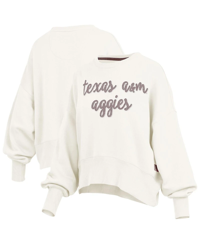 Pressbox Women's Cream Texas A&M Aggies Chelsea Oversized Pullover Sweatshirt