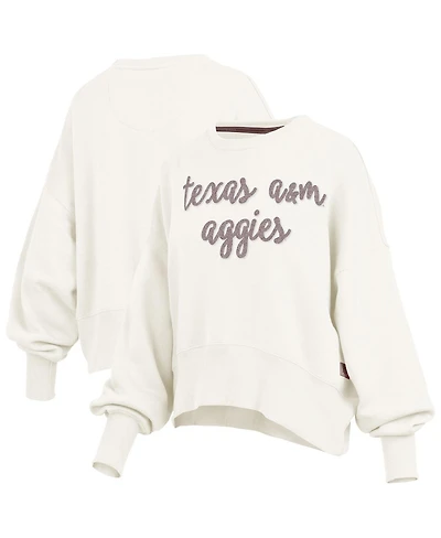 Pressbox Women's Cream Texas A&M Aggies Chelsea Oversized Pullover Sweatshirt