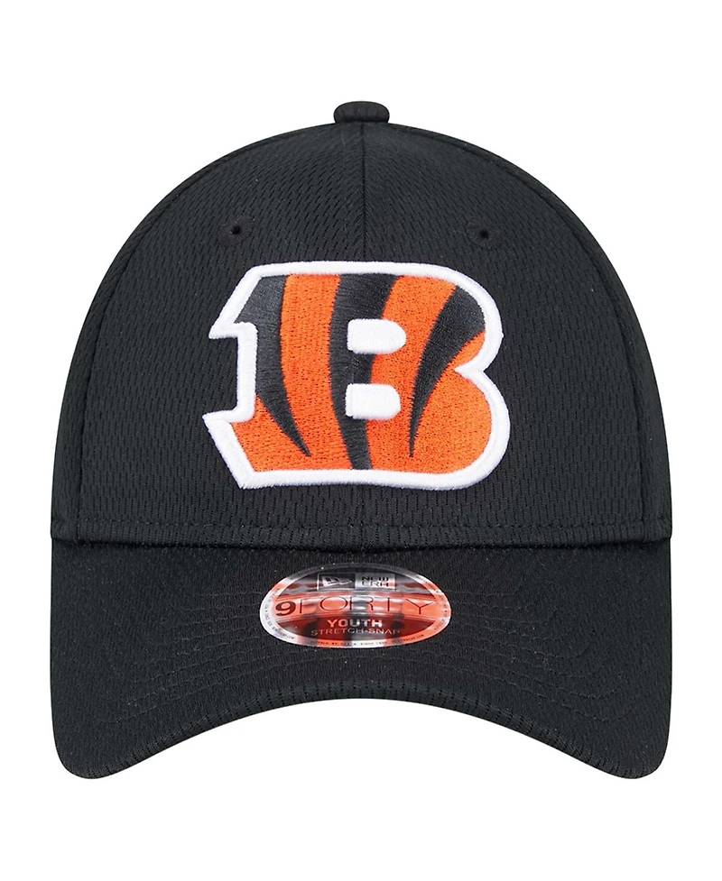 New Era Big Boys and Girls Black Cincinnati Bengals Main 9FORTY Adjustable Hat
