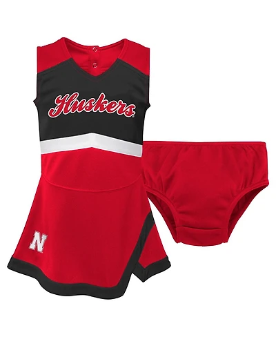 Outerstuff Girls Toddler 2-Piece Scarlet Nebraska Huskers Cheer Captain Dress Bloomers Set