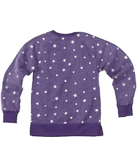 Wes & Willy Big Girls Purple Minnesota Vikings Shimmer Star Reverse Fleece Pullover Sweatshirt
