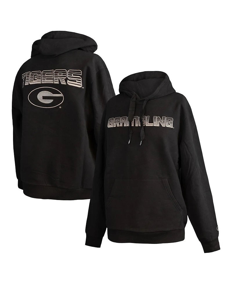 Fisll Men's Black Grambling Tigers Puff Print Sliced Pullover Hoodie
