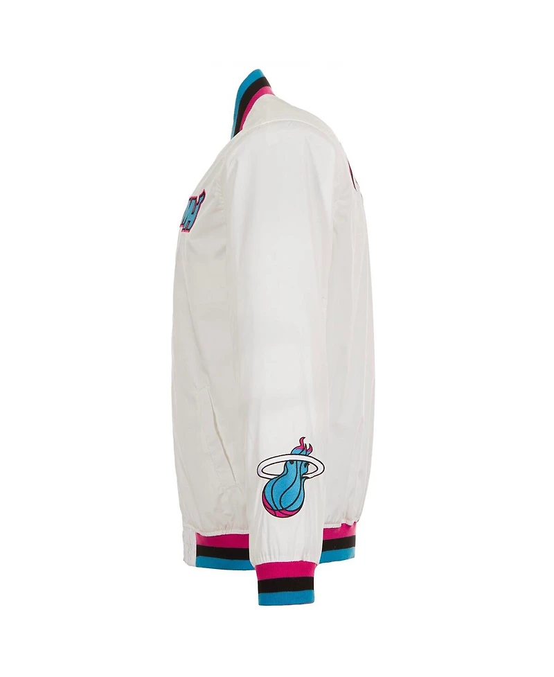 Jh Design Men's White Miami Heat 2024/25 City Edition Full-Zip Nylon Bomber Jacket