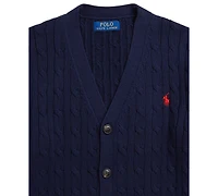 Polo Ralph Lauren Big Boys Cable-Knit Cotton V-Neck Cardigan Sweater