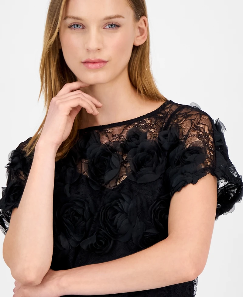 Anne Klein Women's Bateau-Neck Rosette-Detail Top