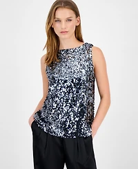 Anne Klein Women's Sequin Sleeveless Boat-Neck Top