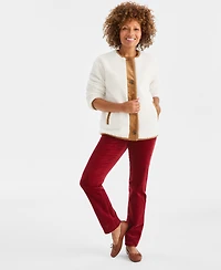 Style & Co Women's Sherpa Jacket with Corduroy Trim, Macy's Exclusive