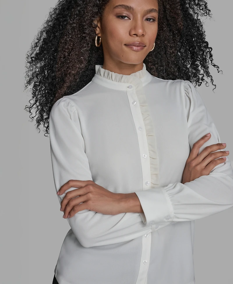 Bcbg Long Sleeve Ruffle Blouse
