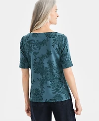 Style & Co Women's Printed Boat-Neck Elbow-Sleeve Top, Macy's Exclusive