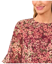 CeCe Women's Short Sleeve Crewneck Blouse