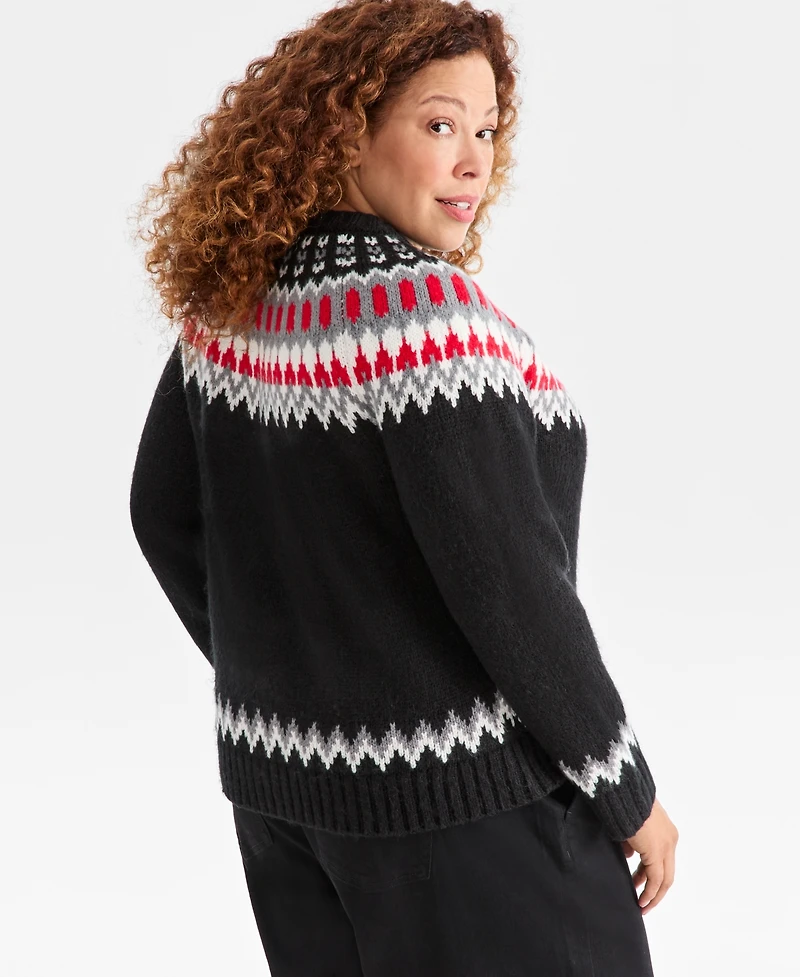 Style & Co Plus Fair Isle Button-Front Cardigan, Macy's Exclusive
