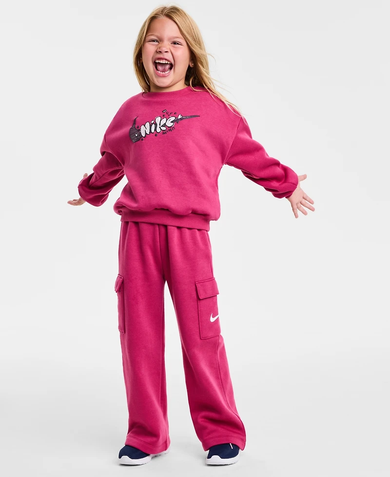 Nike Toddler and Little Girls 2-Piece Essentials Crewneck Cargo Pants Set