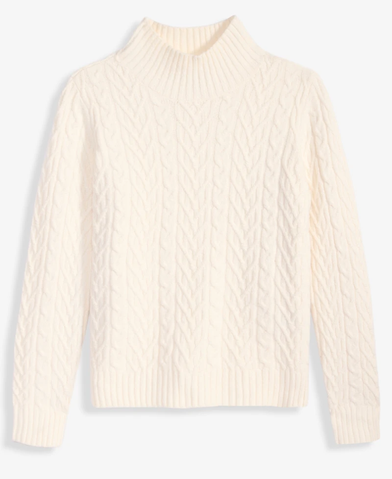 On 34th Women's Mock-Neck Cable-Knit Pullover Sweater, Created for Macy's