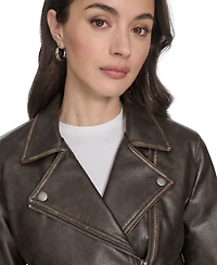 Levi's Women's Faux-Leather Asymmetric-Zip Moto Jacket