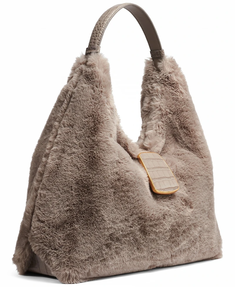 Donna Karan New York Percale Faux Fur Small Shoulder Bag