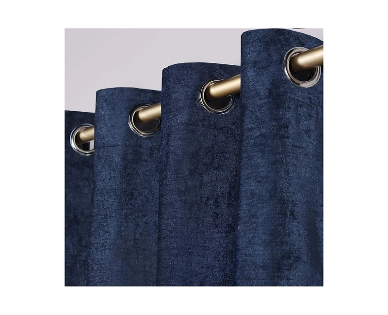 Superior Noor Chenille Semi-Blackout Machine Washable Curtains, Set of 2 Panels