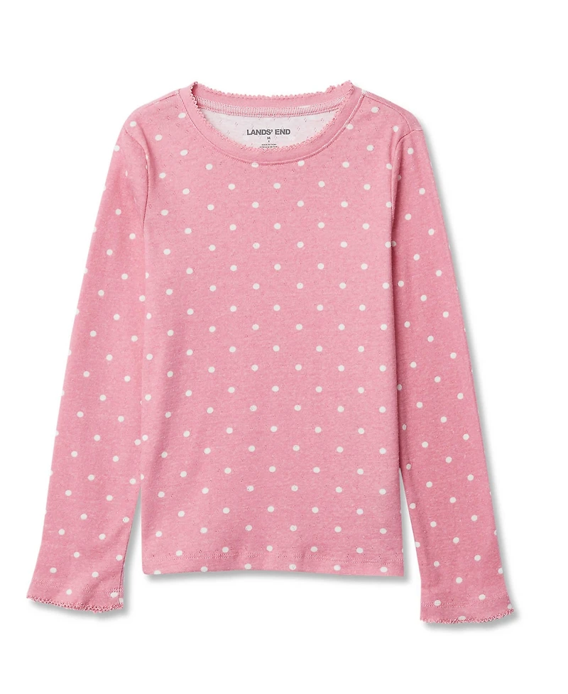 Lands' End Girls Long Sleeve Pointelle Knit Shirt