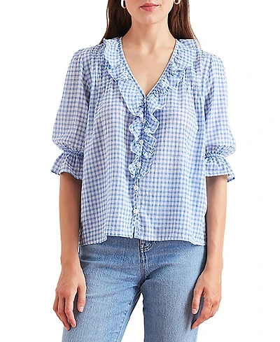 Paneros Clothing Cotton Chloe Shirt Petite Blue Plaid