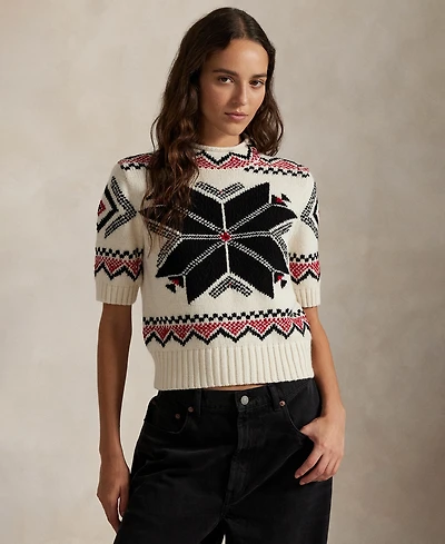 Polo Ralph Lauren Women's Intarsia Knit Short Sleeve Sweater