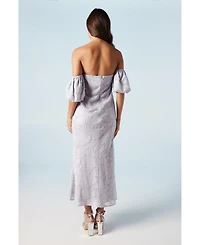 Oasis Women's Puff Sleeve Bridesmaids Midi Dress